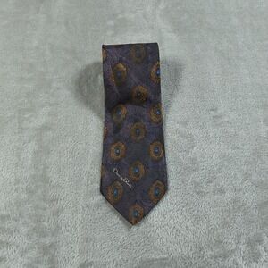 Vintage Oscar de la Renta Studio Tie ‎ 90s Peacock Feather Silk Blend 3.75x56.5